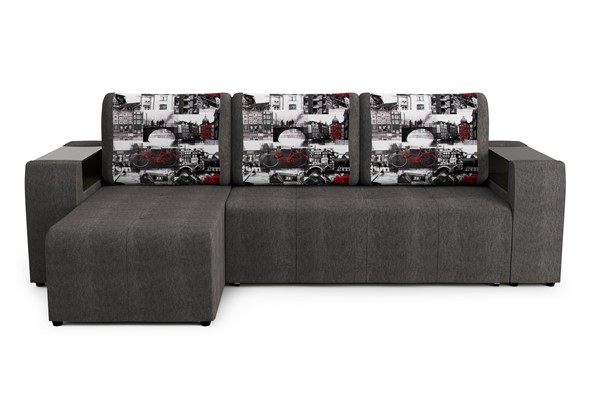 Угловой диван Версаль СК 2Т-1Пф/1Пф-2Т, Амстердам графит+савана грей в Тюмени - изображение