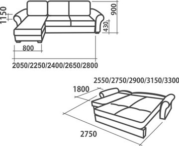 Угловой диван Аккордеон-1, 330 (круглые подлокотники) с коробом, НПБ в Заводоуковске - предосмотр 1