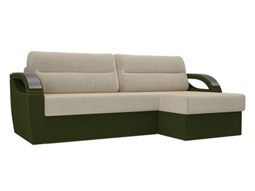 Угловой диван Форсайт, бежевый/зеленый (микровельвет) в Тюмени - предосмотр
