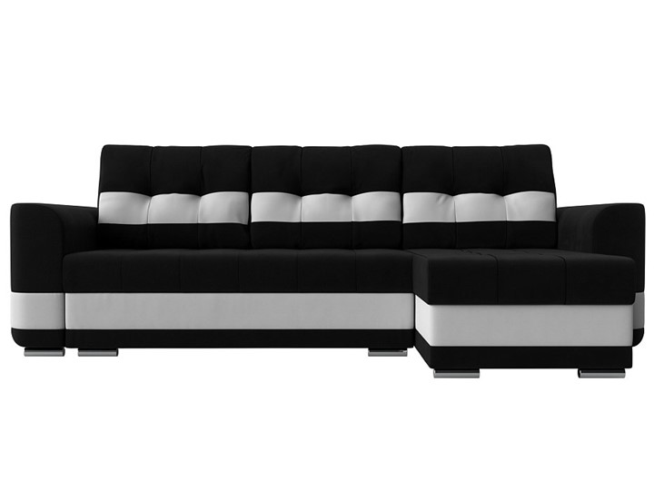 Угловой диван Честер, Черный/белый (вельвет/экокожа) в Тюмени - изображение 1