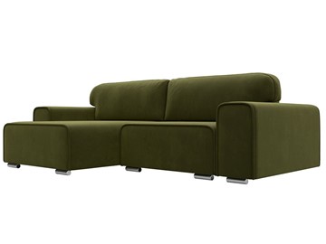 Угловой раскладной диван Лига-029, Зеленый (Микровельвет) в Ишиме