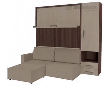 Шкаф-кровать трансформер Кровать-трансформер Smart (ШП+КД 1600+Пуф), шкаф правый, левый подлокотник в Ишиме