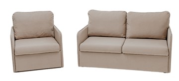 Мебельный набор Brendoss Амира бежевый диван + кресло в Тюмени