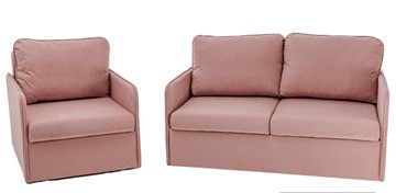 Мебельный набор Brendoss Амира розовый диван + кресло в Ишиме
