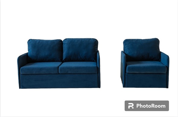 Набор мебели Амира синий диван + кресло в Тюмени - изображение