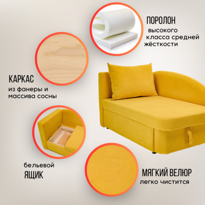 Диван-кровать левая Тедди желтый в Заводоуковске - изображение 18
