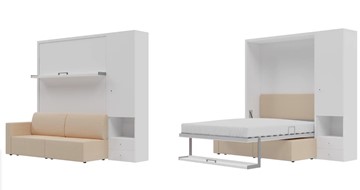 Шкаф-кровать трансформер Кровать-трансформер Smart (КД 1400+ШП), шкаф правый, левый подлокотник в Ялуторовске