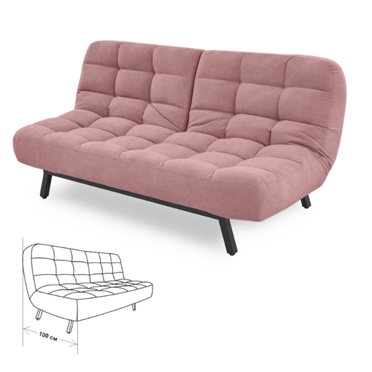 Прямой диван Абри, опора металл. велюр розовый в Заводоуковске - изображение 1