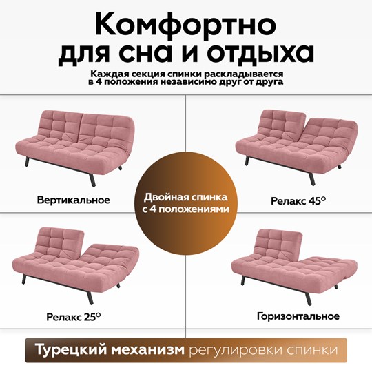 Прямой диван Абри, опора металл. велюр розовый в Тюмени - изображение 17