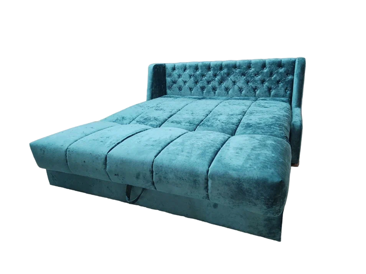 Прямой диван Аккордеон-Кровать 1,55 с каретной утяжкой, полоска (НПБ) в Тюмени - изображение 4