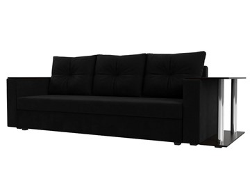 Прямой диван Атланта лайт со столом, Черный (микровельвет) в Заводоуковске - предосмотр
