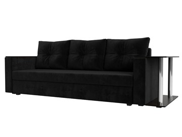 Прямой диван Атланта лайт со столом, Черный (Велюр) в Тюмени - предосмотр