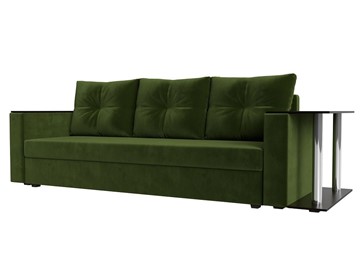 Прямой диван Атланта лайт со столом, Зеленый (микровельвет) в Тюмени - предосмотр