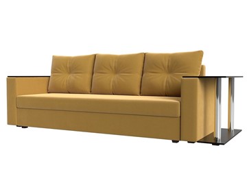 Прямой диван Атланта лайт со столом, Желтый (микровельвет) в Тюмени