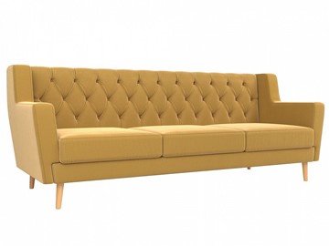 Прямой диван Брайтон 3 Люкс, Желтый, без механизма (микровельвет) в Тюмени - предосмотр