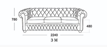Прямой диван Честер 3М (седафлекс) в Тюмени - предосмотр 9