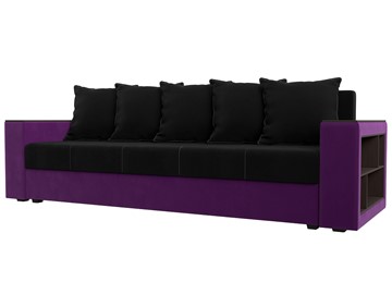 Прямой диван Дубай Лайт, Черный/Фиолетовый (Микровельвет) в Тюмени