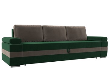 Прямой диван Канкун,  Зеленый\Коричневый (Велюр) НПБ в Тюмени