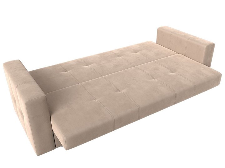 Прямой диван Лига-016, Бежевый\Коричневый (велюр) в Тюмени - изображение 1