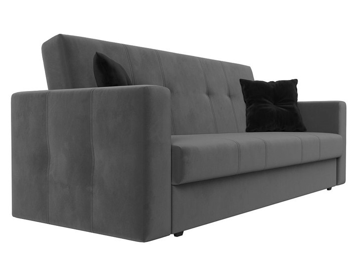 Прямой диван Лига-016, Серый\Черный (велюр) в Тюмени - изображение 6