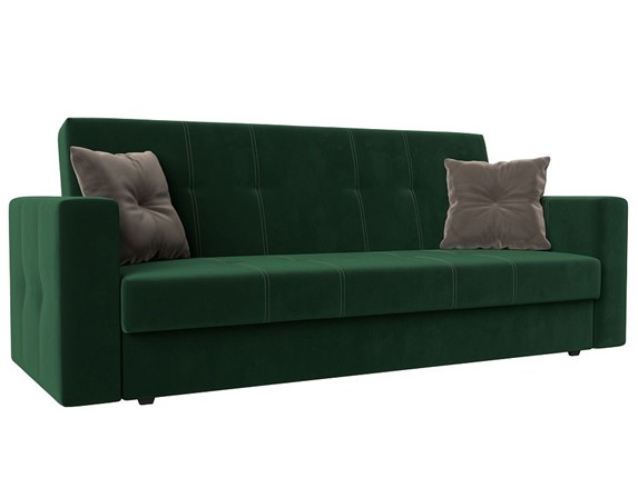 Прямой диван Лига-016, Зеленый\Коричневый (велюр) в Тюмени - изображение