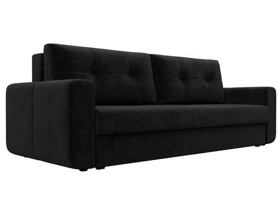 Прямой диван Лига 031, Черный (Велюр) Боннель в Заводоуковске - изображение