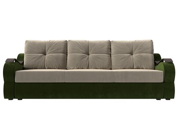 Прямой диван Меркурий еврокнижка, Бежевый/зеленый (микровельвет) в Тюмени - предосмотр 1