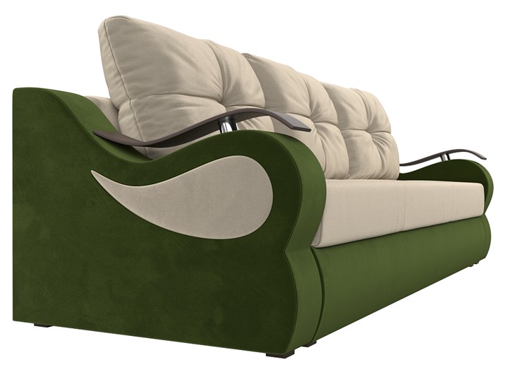 Прямой диван Меркурий еврокнижка, Бежевый/зеленый (микровельвет) в Тюмени - изображение 2