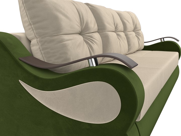 Прямой диван Меркурий еврокнижка, Бежевый/зеленый (микровельвет) в Тюмени - изображение 3
