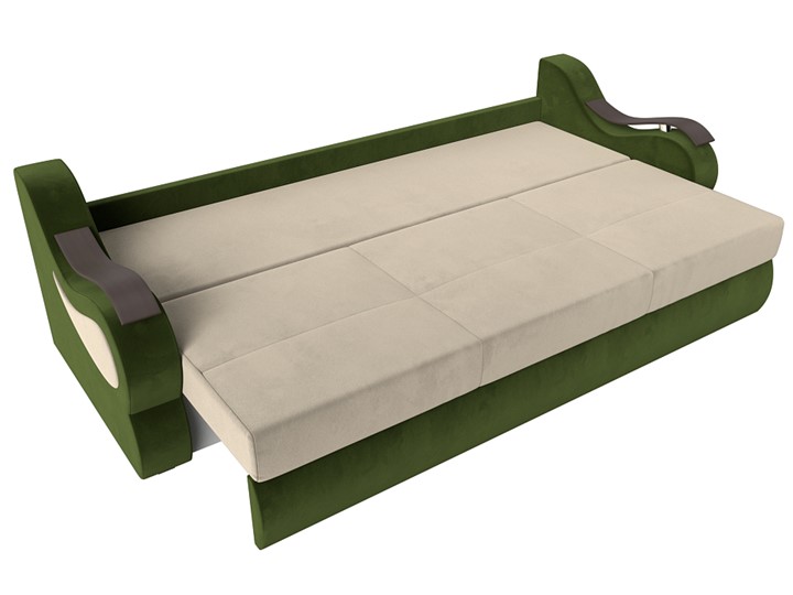 Прямой диван Меркурий еврокнижка, Бежевый/зеленый (микровельвет) в Тюмени - изображение 5