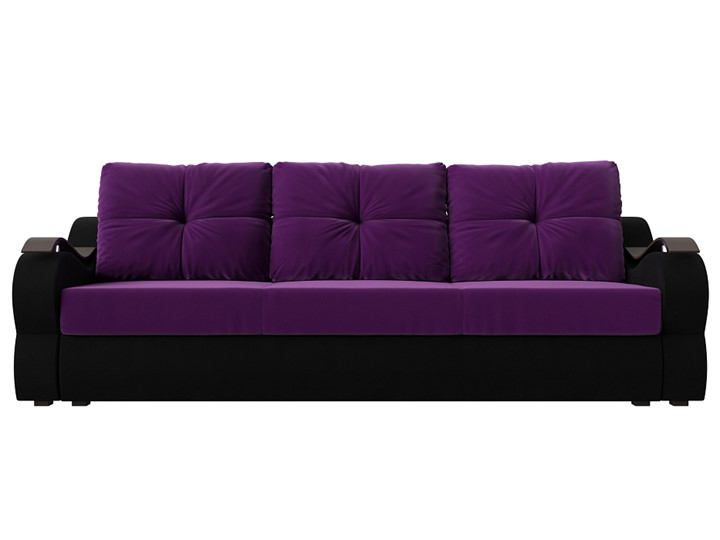 Прямой диван Меркурий еврокнижка, фиолетовый/черный (микровельвет) в Тюмени - изображение 1