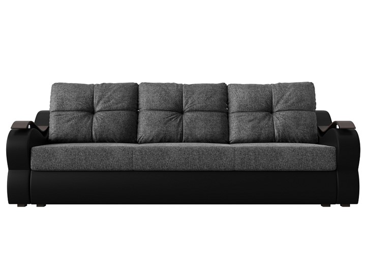 Прямой диван Меркурий еврокнижка, Серый/черный (рогожка/экокожа) в Тюмени - изображение 1