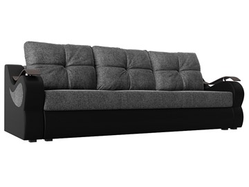 Прямой диван Меркурий еврокнижка, Серый/черный (рогожка/экокожа) в Ишиме