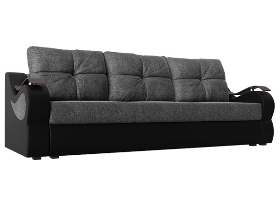 Прямой диван Меркурий еврокнижка, Серый/черный (рогожка/экокожа) в Заводоуковске - изображение