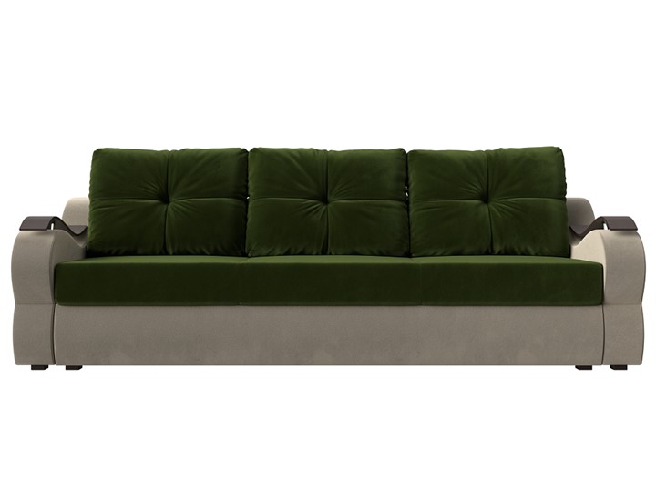 Прямой диван Меркурий еврокнижка, Зеленый/бежевый (микровельвет) в Тюмени - изображение 1