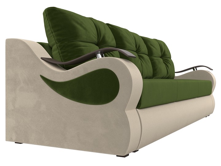 Прямой диван Меркурий еврокнижка, Зеленый/бежевый (микровельвет) в Тюмени - изображение 2