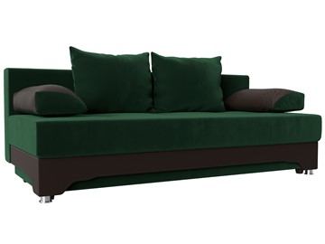 Прямой диван Ник-2, Зеленый/Коричневый (Велюр/Экокожа) в Тюмени - предосмотр