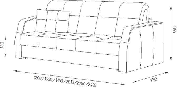 Прямой диван Турин 2 205 (НПБ) в Заводоуковске - изображение 1