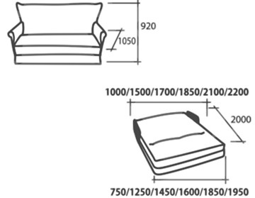 Прямой диван Аккордеон, 140 (подлокотники в ткани) в Ишиме - предосмотр 2