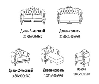 Прямой диван Лувр X, ДБ3 в Заводоуковске - предосмотр 2