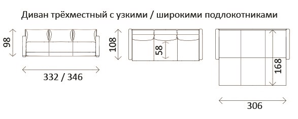 Прямой диван Тридэ БД, узкий подлокотник в Заводоуковске - изображение 3