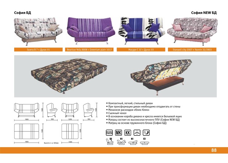 Прямой диван София Люкс пружинный блок в Тюмени - изображение 6