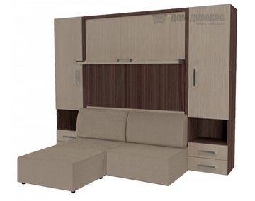 Подъемная кровать Кровать-трансформер Smart (ШЛ+КД 1600+ШП+Пуф), 2 шкафа, без подлокотников в Заводоуковске