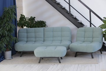 Комплект мебели Абри цвет мята кресло + диван + пуф опора металл в Тюмени