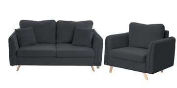 Комплект мебели Бертон графит диван+ кресло в Ишиме