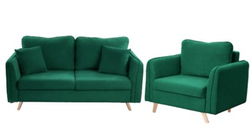 Комплект мебели Бертон изумрудный диван+ кресло в Тюмени