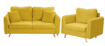 Комплект мебели Бертон желтый диван+ кресло в Тюмени