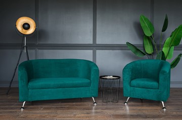 Комплект мебели Брамс  цвет изумрудный диван 2Д + кресло в Тюмени