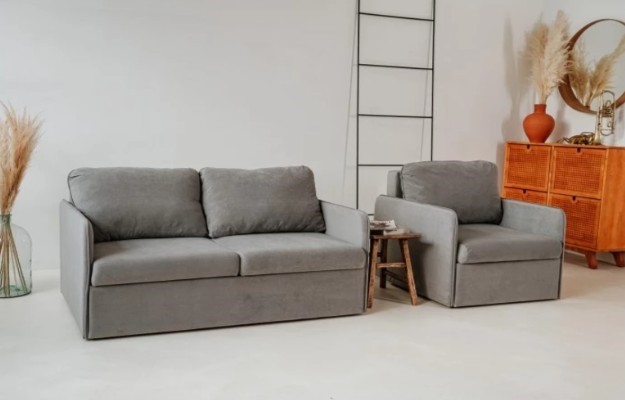 Набор мебели Амира серый диван + кресло в Заводоуковске - изображение 2