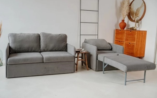 Набор мебели Амира серый диван + кресло в Тюмени - изображение 1